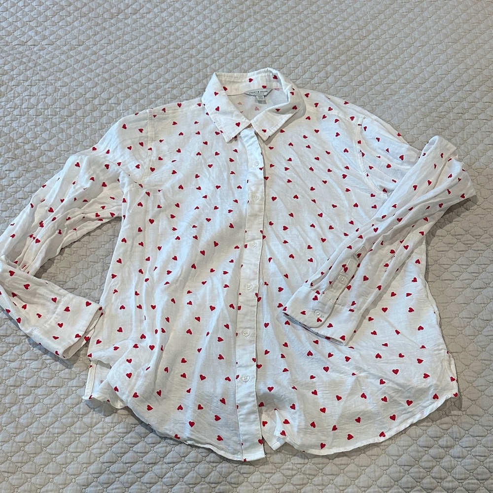 White and Red Heart  Shirt